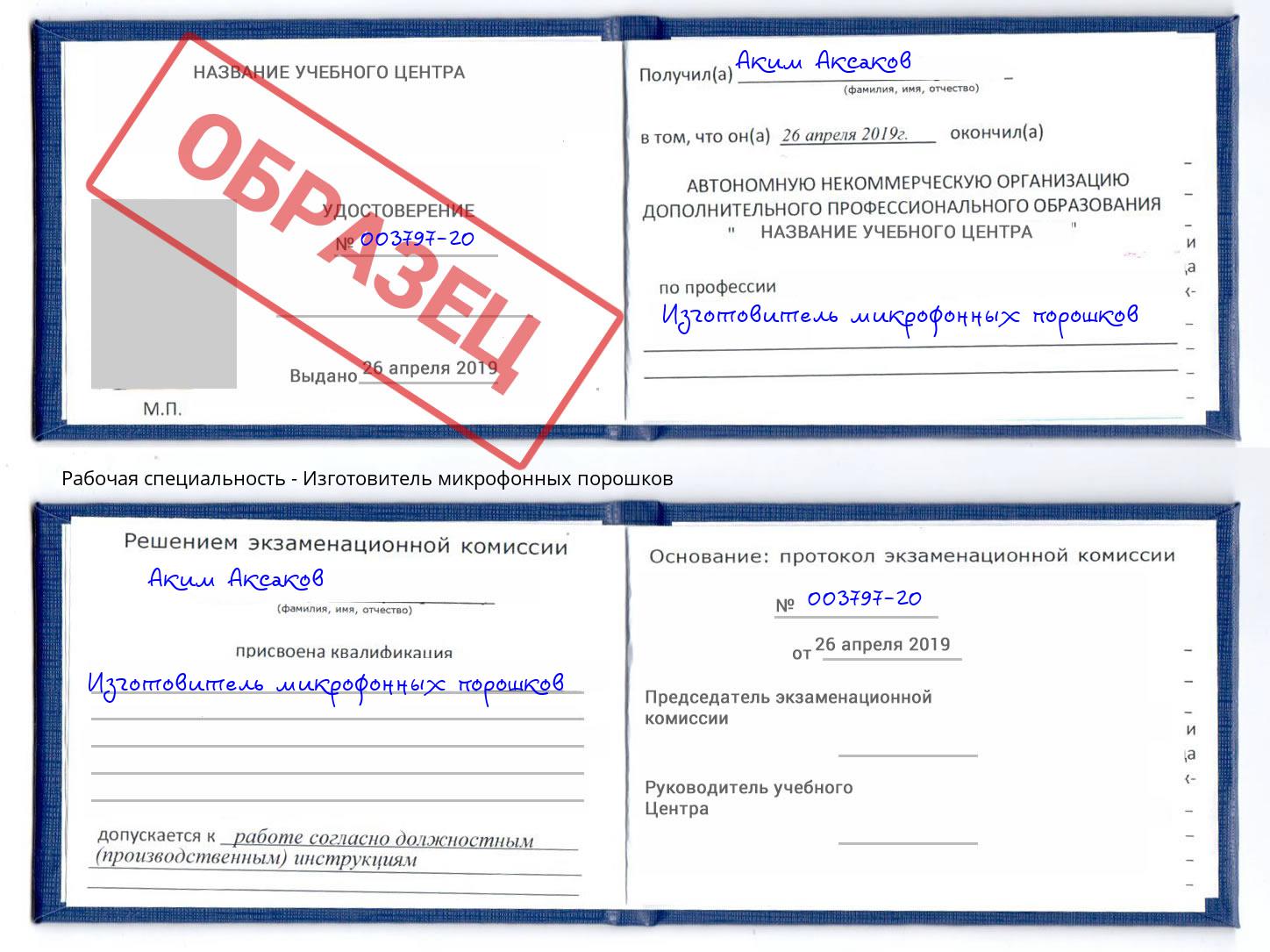 Изготовитель микрофонных порошков Сальск