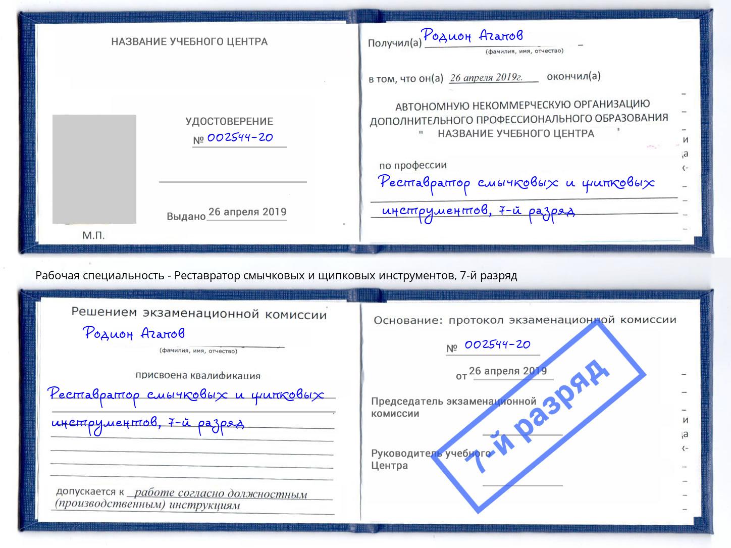 корочка 7-й разряд Реставратор смычковых и щипковых инструментов Сальск