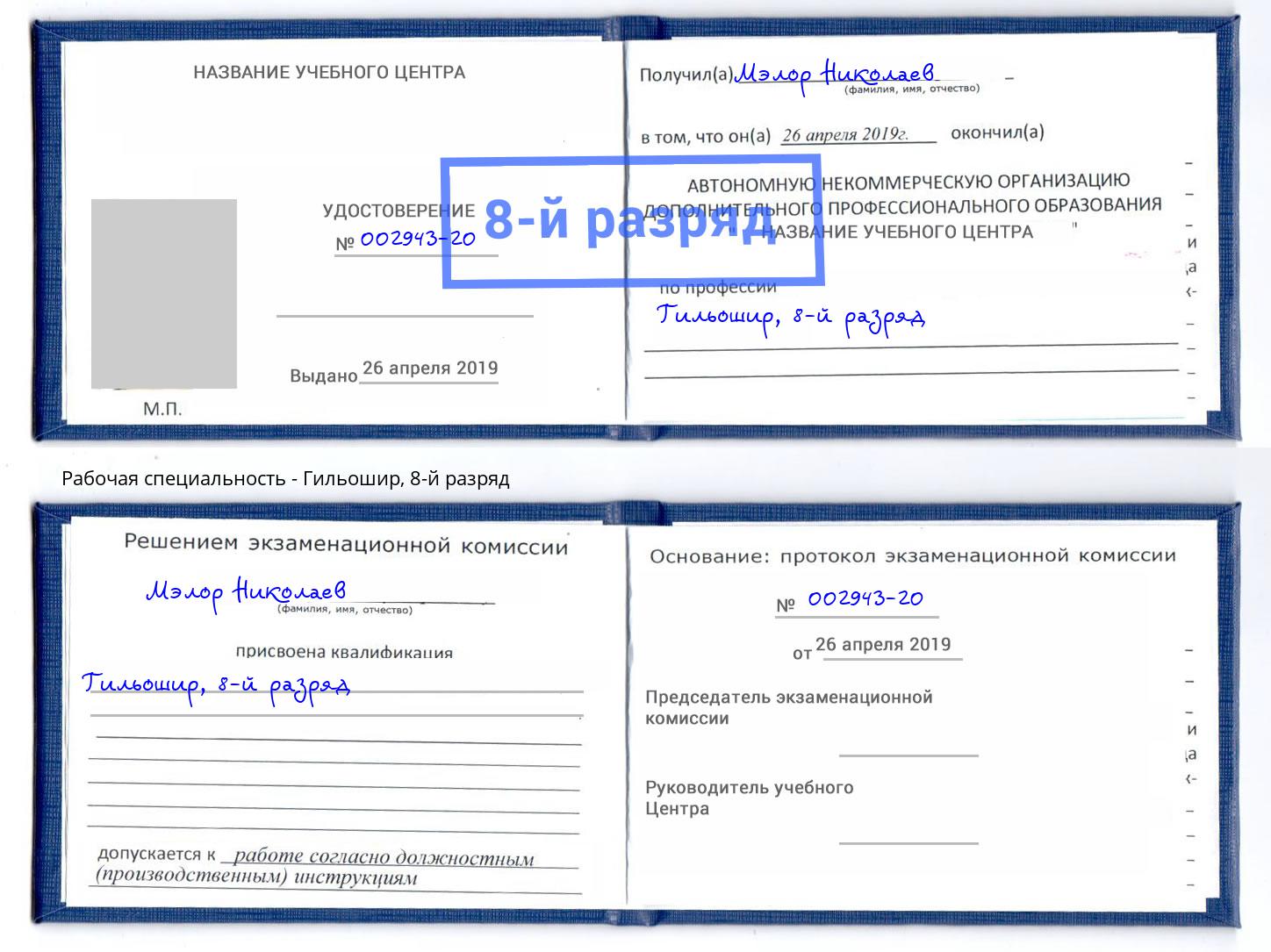 корочка 8-й разряд Гильошир Сальск